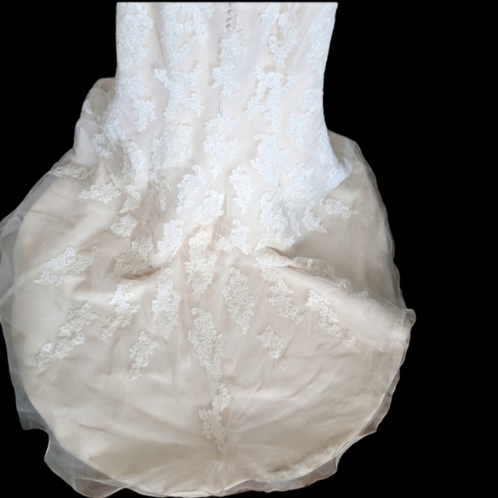 MORI LEE Blush with Lace Overlay Wedding Dress with belt size 10 - Picture 11 of 17